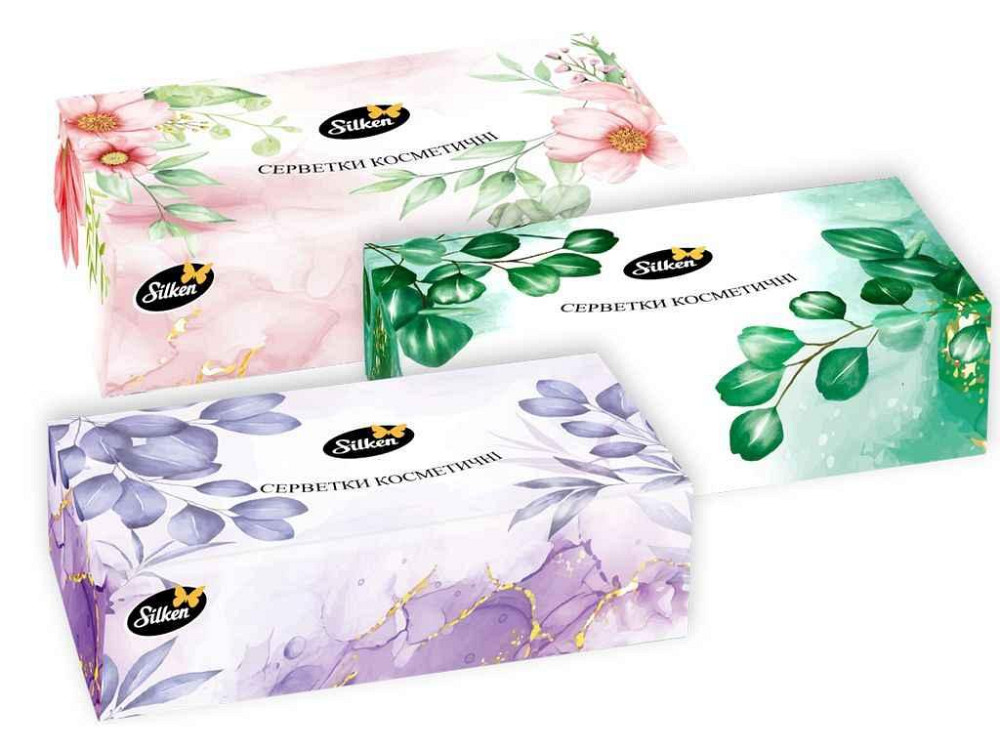 Салфетки косметические 150шт в коробке Natural микс 2слойы ТМ SILKEN Киев - изображение 1