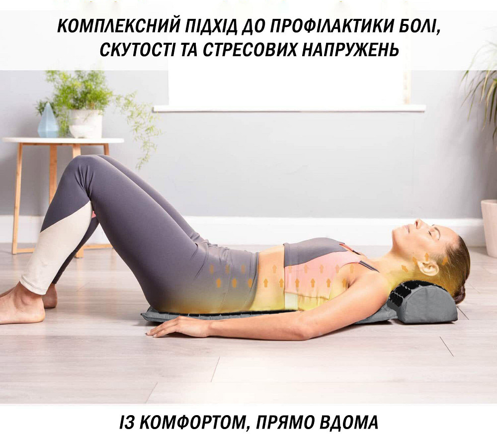 EasyFit Масажний килимок Easyfit з подушкою (аплікатор Кузнєцова) Сірий з чорним Київ - фото 4
