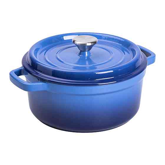 Каструля чавунна емальована 3 л з кришкою Ø24 см Синя HP-1-3BL Київ