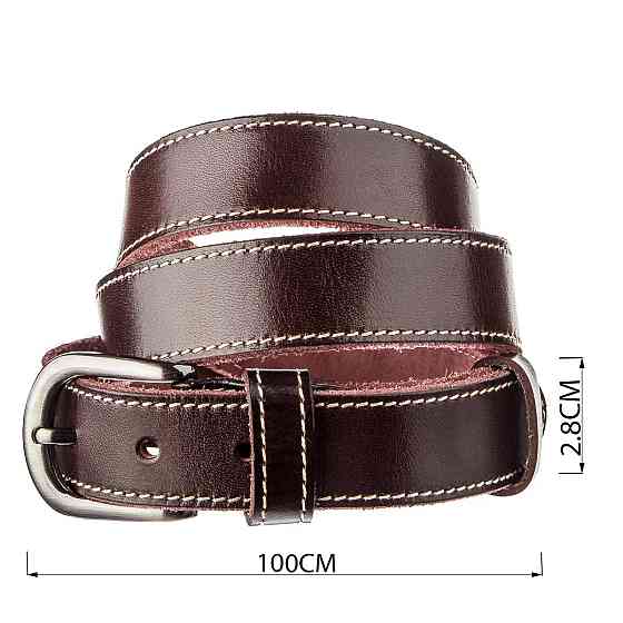 Ремень унисекс со строчкой по краям Vintage 20125 Темно-коричневый Киев