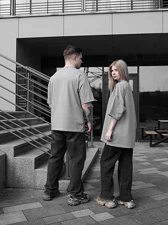 Парні футболки оверсайз(oversize) для чоловіка і дружини, для закоханих пар SANE сірі Одеса