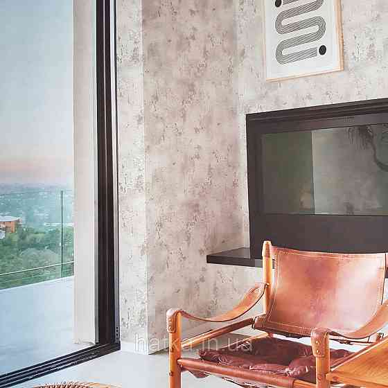 Обои метровые винил на флизелине Decowall Retro под бетон под штукатурку структурные бежевые с серебром Киев