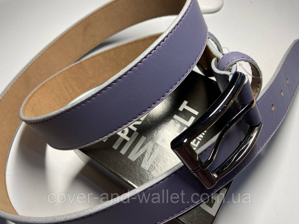 Стильний жіночий ремінь фіолетового кольору з натуральної шкіри 35мм PS Leather Київ - фото 3