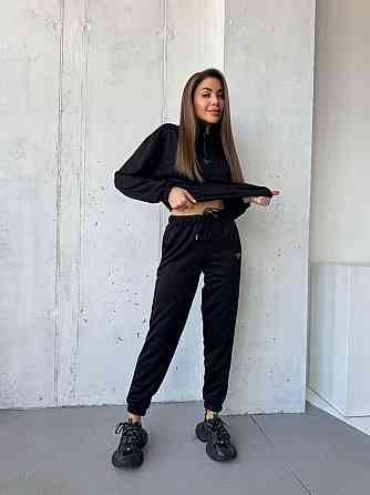 Жіночий повсякденний костюм-двійка: кофта та штани двохнитка-петля Чорний, 42 Одеса