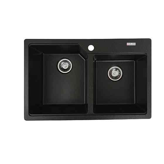 VALESO Гранітна мийка для кухні VALESO HARMONY 7850 матова Чорний металік Киев