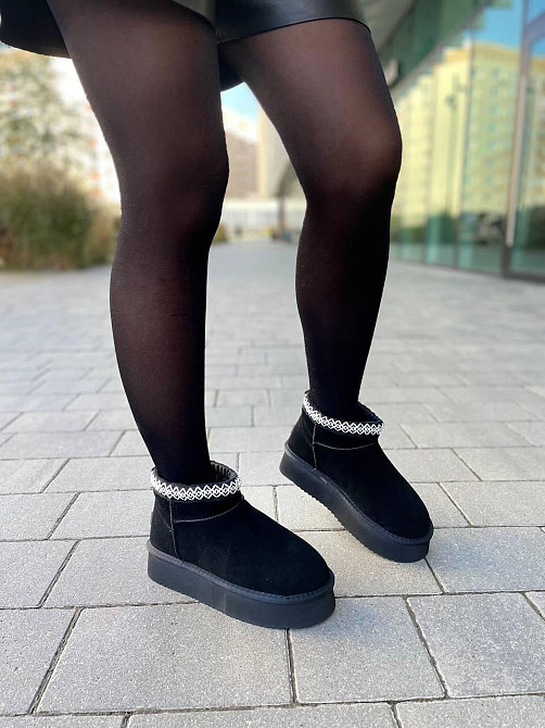 ITTS Угги жіночі ITTS чорні натуральна замша з теплим хутром высота 10 см (5639) Коломыя - изображение 6
