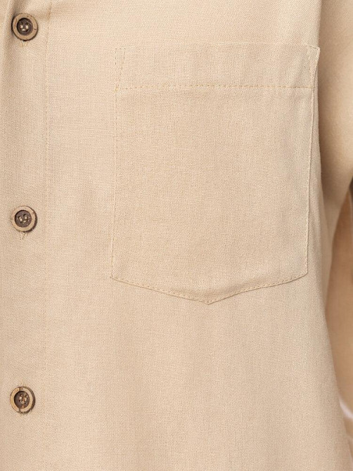 Темно-бежева лляна сорочка для чоловіків із довгим рукавом Pobedov Founder Київ - фото 2