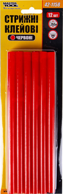 Стрижні клейові MASTERTOOL 11.2х200 мм 12 шт червоні 42-1158 Коломия - фото 2