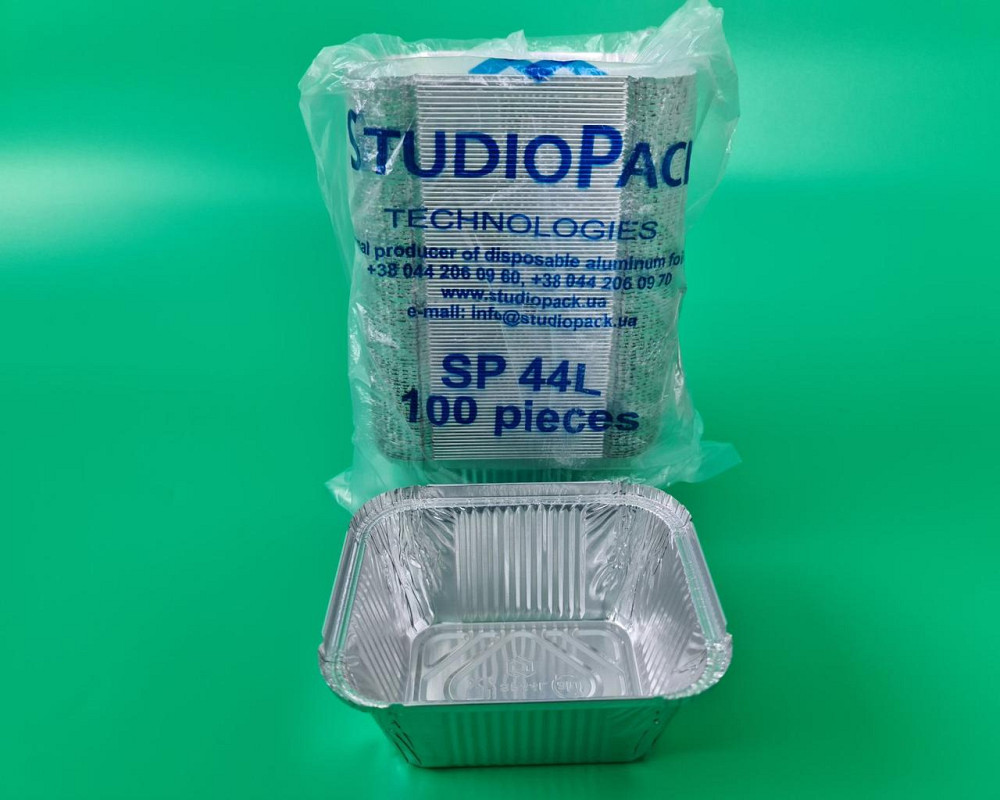 Контейнер з харчової алюмінієвої фольги прямокутний 586мл SP44L 100шт/уп (1 пач.) Харків - фото 1
