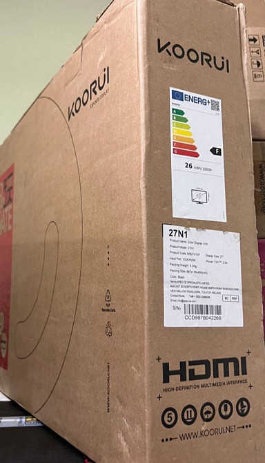 Монітор KOORUI 27N1 — це 27-дюймовий дисплей з роздільною здатністю Full HD (1920x1080 пікселів) Киев - изображение 1