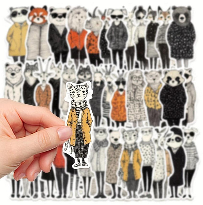 Ретро модные наклейки с животными, стикерпак 50 шт. Киев - изображение 4