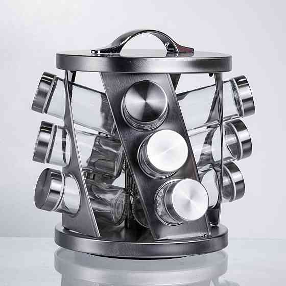 Карусель для спецій 12 баночок по 100 мл, хром HP-1368 Київ