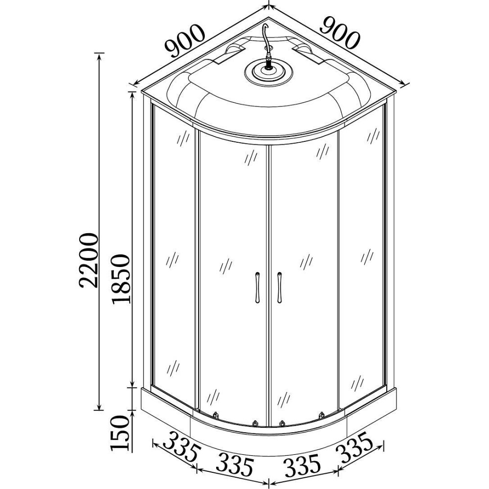 Душовий бокс напівкруглий LEBSKO L90MMS BRAVO (4уп.) Київ - фото 2