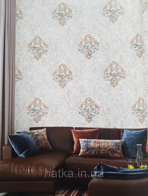 Обои винил на флизелине горячего тиснения DU&KA  Voyage1.06х10 вензеля фон восточный рисунок бежевые Киев - изображение 1