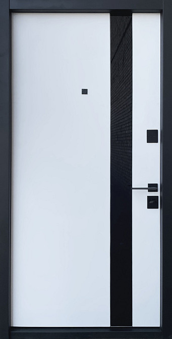 Вхідні металеві двері Страж Slim S Glass-A 850х2040 мм софт блек/сатин білий Ліві Київ - фото 2
