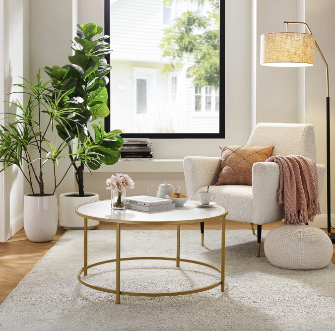 Журнальний столик Leobert Oskar круглий із мармуровою стільницею золото Киев - изображение 2