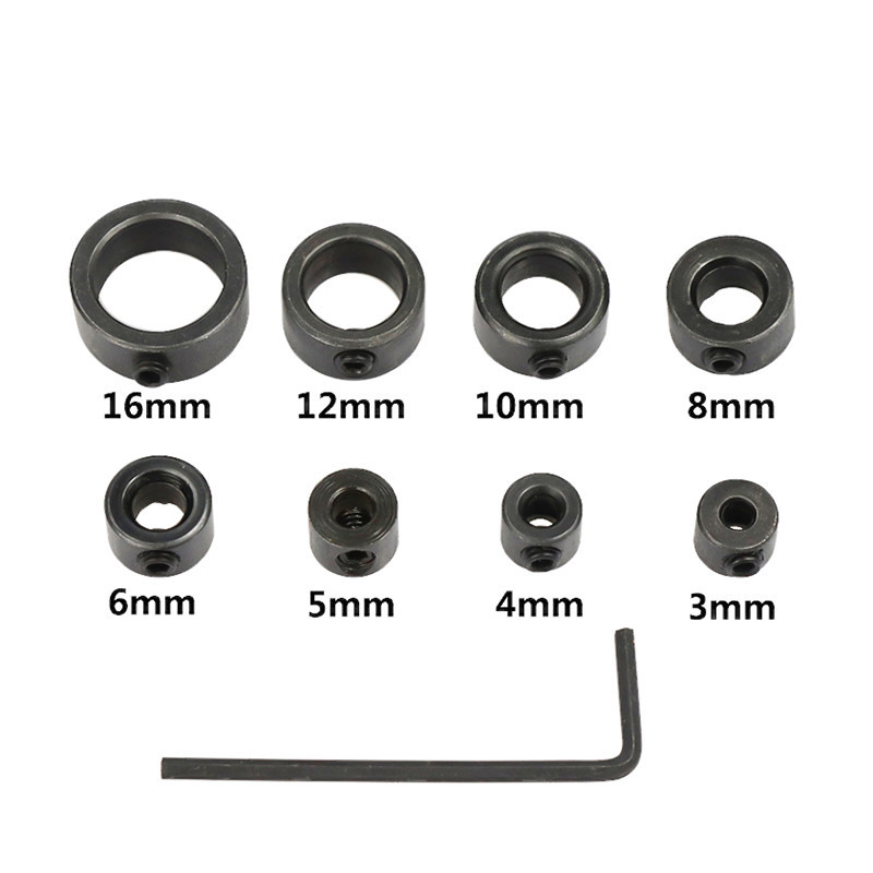 Обмежувачі глибини свердління для свердел 8 шт 3-16 мм, регульовані стопорні кільця для точного занурення Київ - фото 8