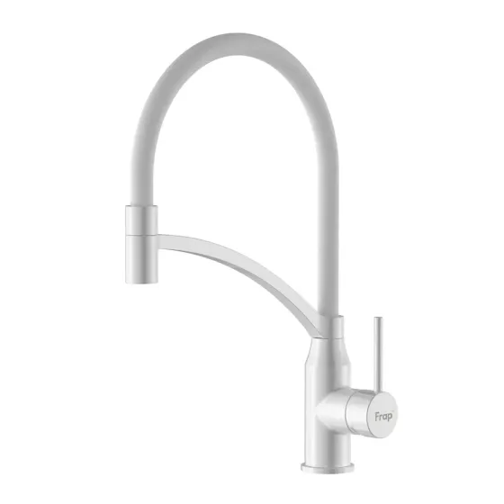 Смеситель для кухни с гибким изливом Frap F4552-8 белый Киев