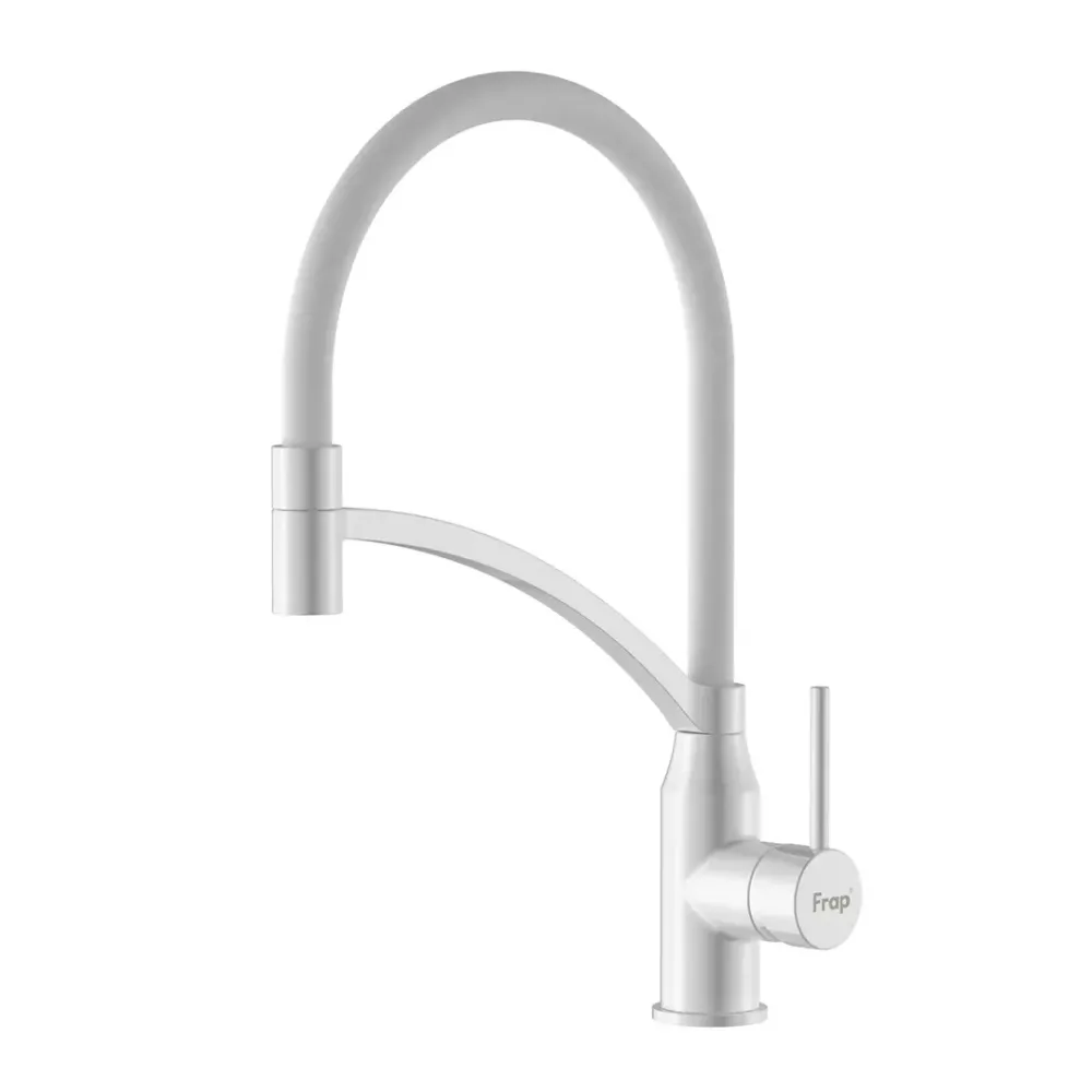 Смеситель для кухни с гибким изливом Frap F4552-8 белый Киев - изображение 1