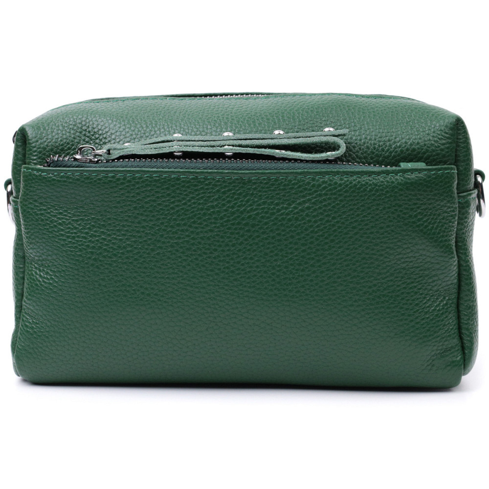 Шкіряна сумка зі стильним бігунком Vintage 22651 Зелена Київ - фото 5