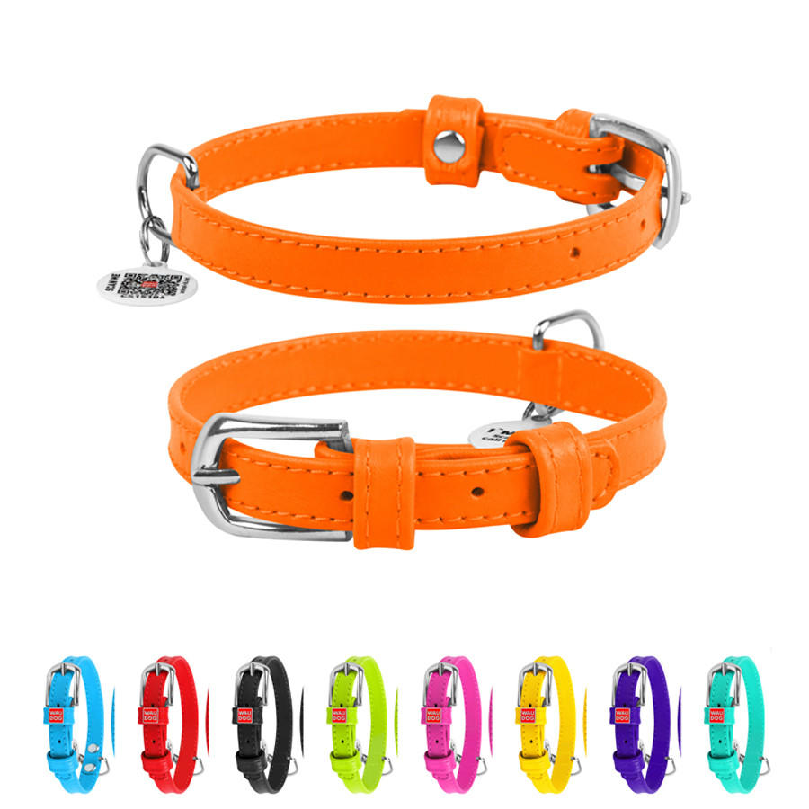 Нашийник для собак шкіряний WAUDOG Glamour з QR паспортом, без прикрас, S, Ш 15 мм, Дов 27-36 с Коломыя - изображение 1