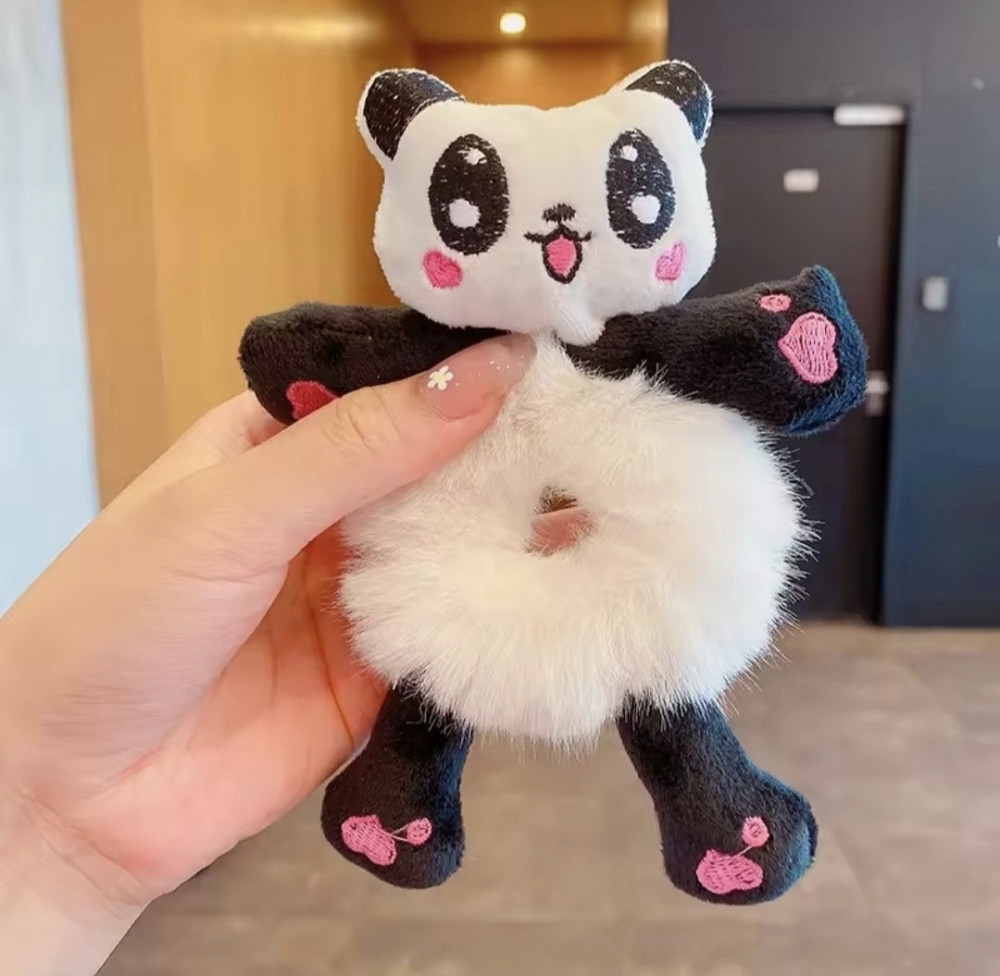 Плюшевые резинки для волос в виде животных Черно-белый Смела - изображение 1