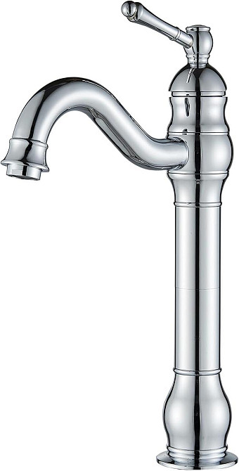 Смеситель для раковины высокий латунный, хромированный, поворотный, для ванной комнаты для умывальника Rozin Киев - изображение 1