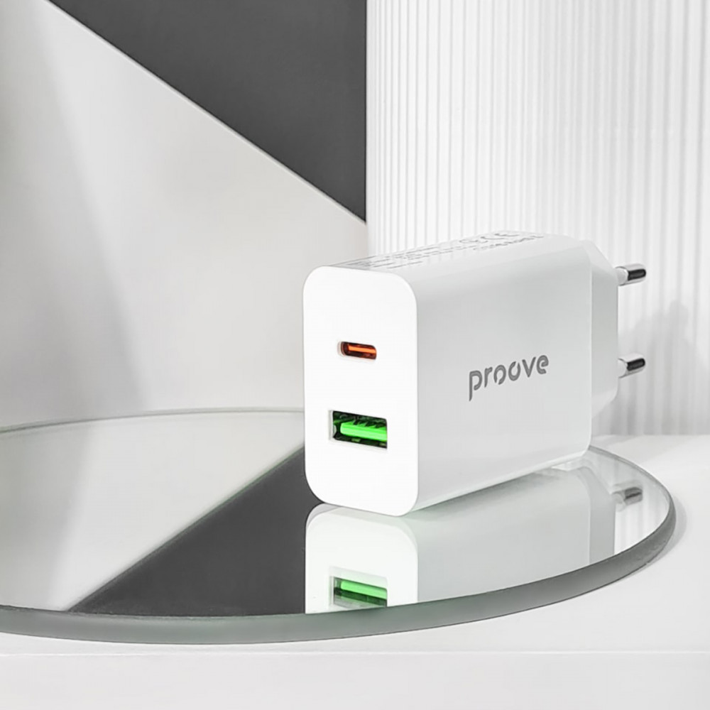 Мережевий зарядний пристрій Proove Rapid 20W Type-C + USB білий Львів - фото 3