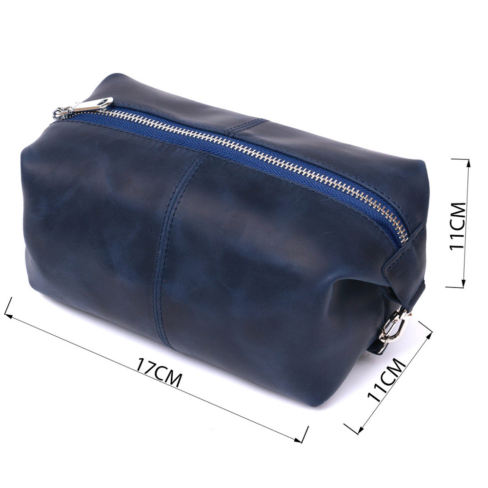 Добротная кожаная косметичка Shvigel 16401 Синий Киев - изображение 8