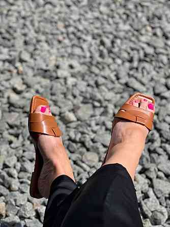 Lonza Зручні шльопанці жіночі літні коричневі на плоскій підошві штучна шкіра LONZA G1-11A р. 3 Коломыя