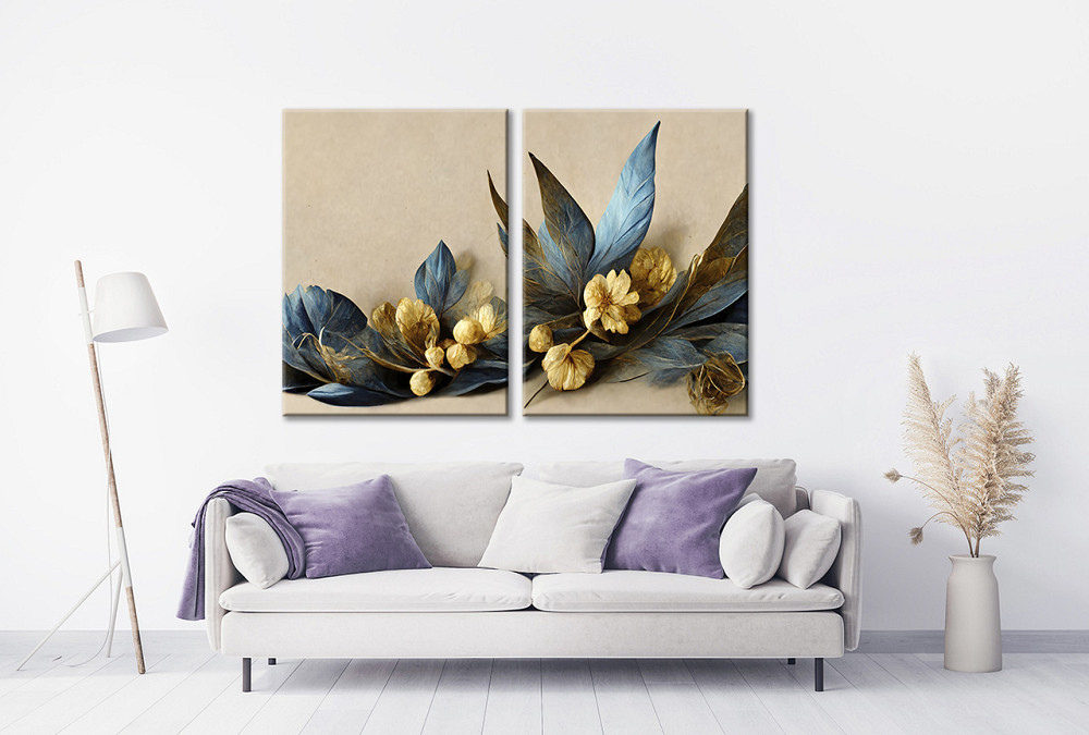 Модульна картина у вітальню/ спальню  Синьо-Жовті квіти     TLV-2_147 120х170 см Київ - фото 2