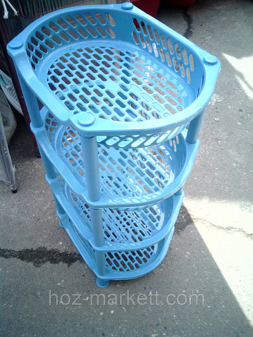 Полиця етажерка пластикова для ванної та кухні (блакитна) Харків - фото 2