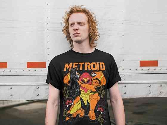 Футболка з аніме принтом Метроід Самус Нес Классік оверсайз (S/M/L) Чорний AnimeJ0800 Дніпро