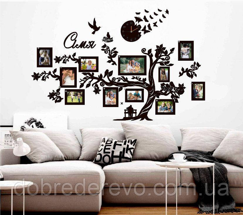 Сімейне дерево  "Value your time"  на 11 фото, родинне дерево на стіну з фото рамками Сlock 1 Вижниця - фото 1