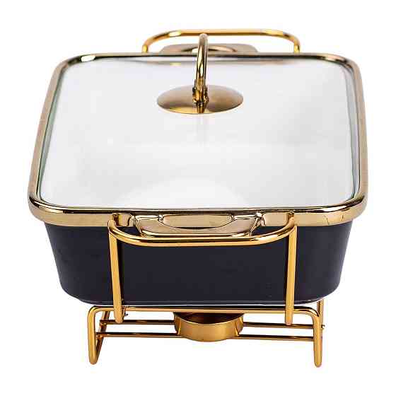 Фарфоровий мармит з кришкою на підставці 1.5 л Чорний Київ