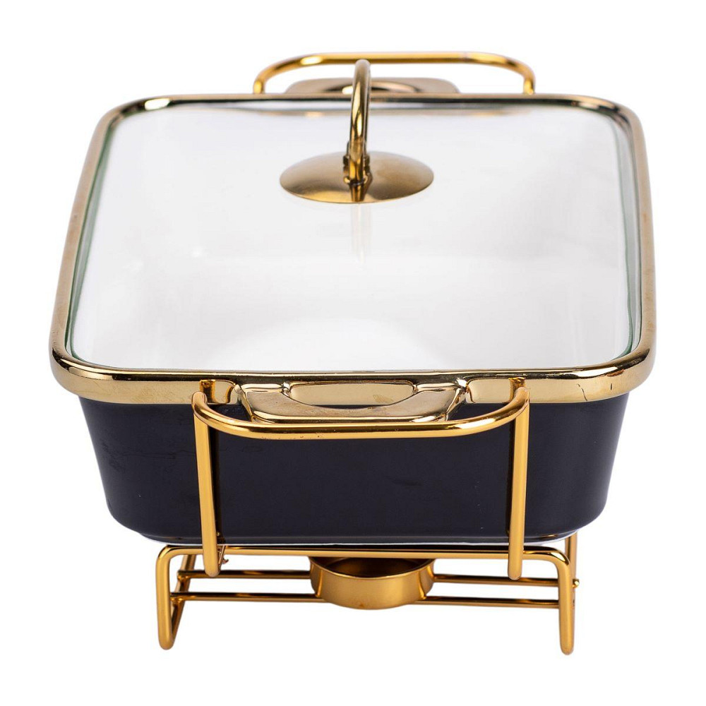 Фарфоровий мармит з кришкою на підставці 1.5 л Чорний Київ - фото 3