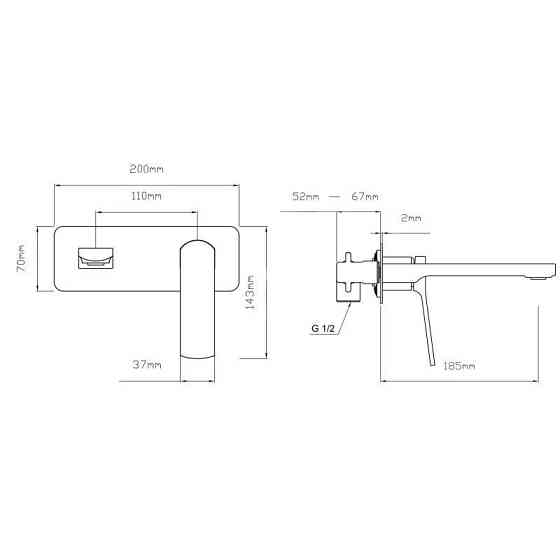 Змішувач для раковини Qtap Slavonice прихованого монтажу QTSLA273GMB45920 Gunmetal Black PVD графіт Київ