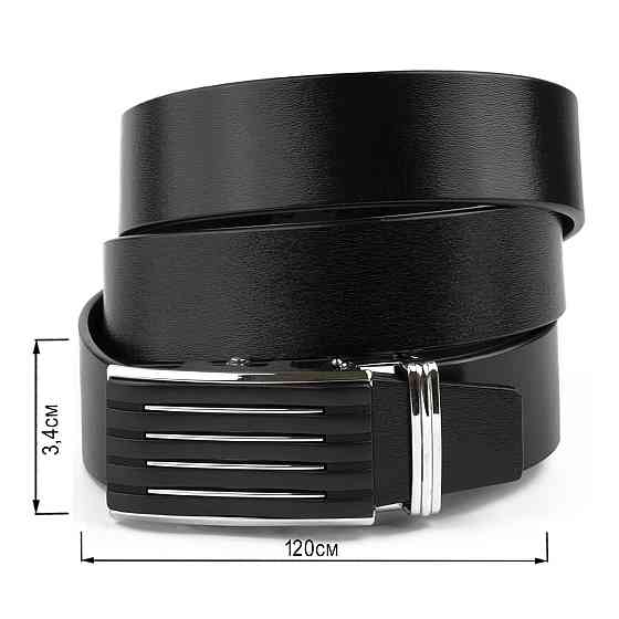 Ремень мужской с автоматической пряжкой полоска Vintage 20301 Черный Киев