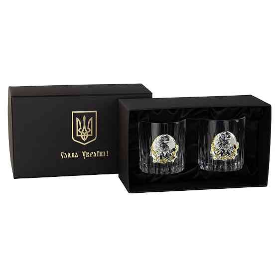 Набор бокалов для виски Генеральский Boss Crystal (2 бокала) хрусталь декорирован серебром и золотом Киев