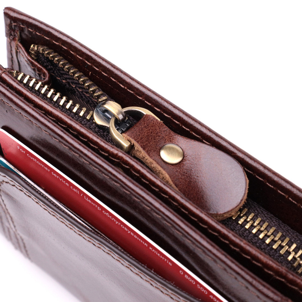 Вертикальний чоловічий гаманець із натуральної шкіри Vintage sale_15096 Коричневий Київ - фото 8