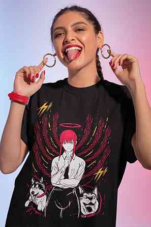 Футболка аниме Человек-бензопила оверсайз (S/M/L) Черний AnimeJ0915 Днепр