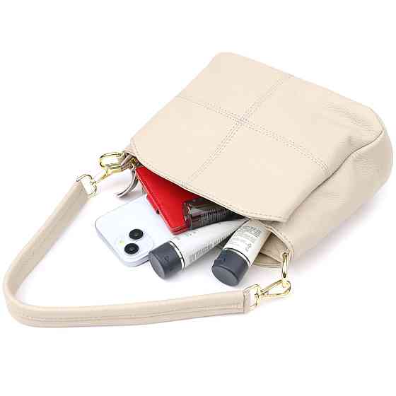 Жіноча шкіряна сумка з трьома секціями Vintage 22980 Білий Київ