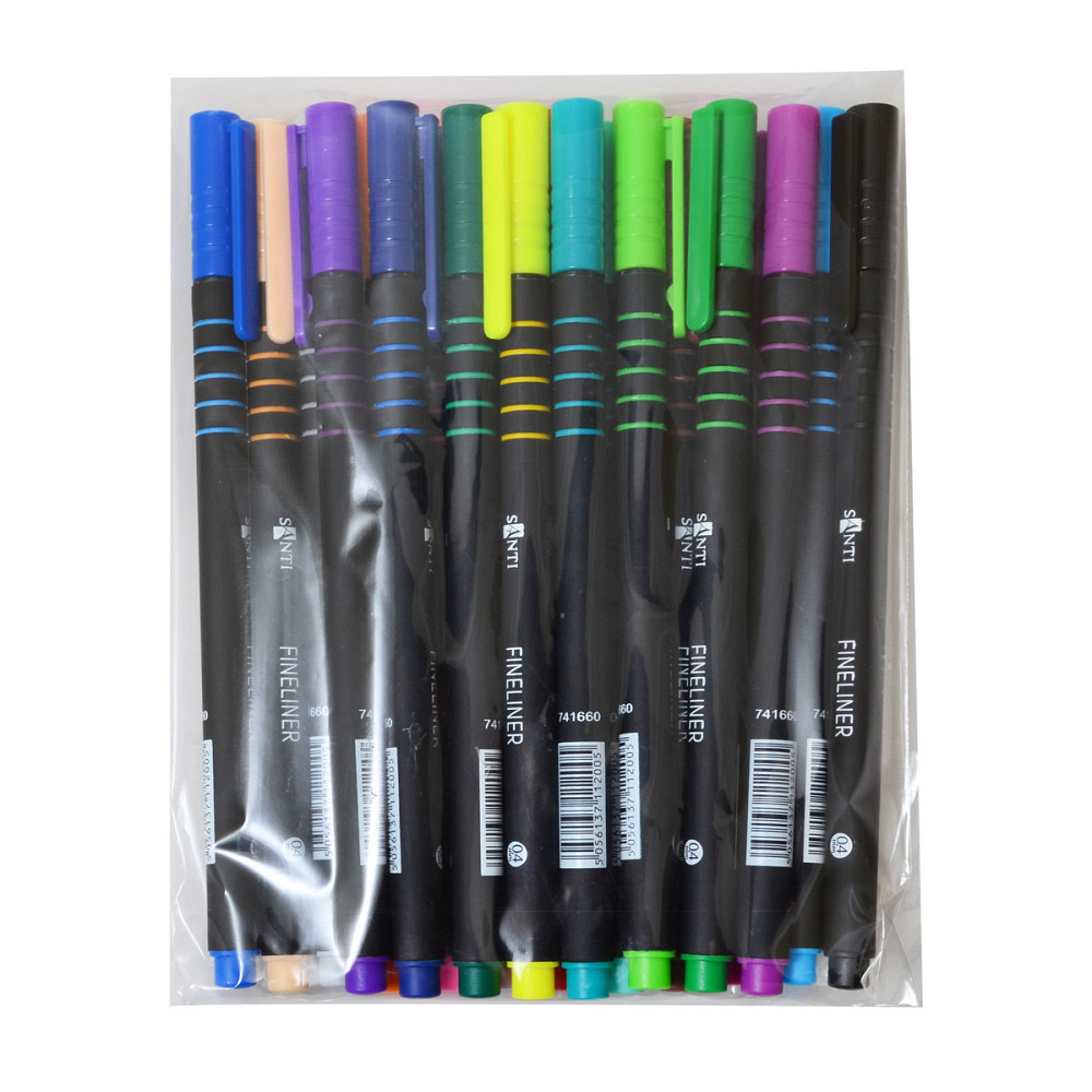 Файнлайнер універсальний. В упаковці 20 штук. Товщина стрижня 0,4 мм. Універсальні файнлайнери SANTI Киев - изображение 1