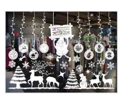 Наклейки на окна к новому году 50 на 70 см белый Киев