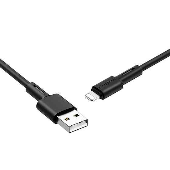 Кабель BOROFONE BX31 USB - Lightning 2.4A, 1m, силіконовий, TPE конектори, колір чорний BX31LB Одеса