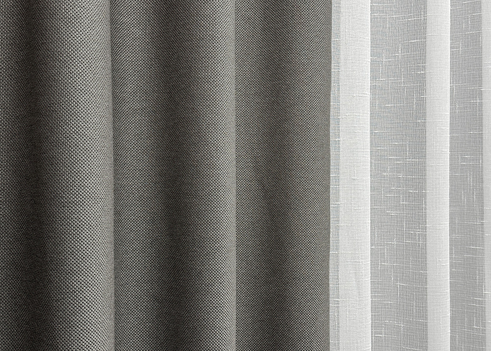 Комплект штор VR-Textil рогожка преміум TERRA LUXE 200х270 2шт і Тюль 600х270 1856ш-115т темно-сірий з білим 71-074/7 Київ - фото 8