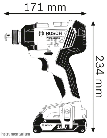 Професійний гайкокрут ударний акумуляторний Bosch Professional GDX 180-LI : з АКБ 2шт-18V 2.0Ah, 180Нм, 2800 об/хв, 3600 уд/хв Київ