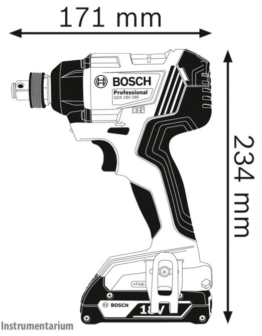 Професійний гайкокрут ударний акумуляторний Bosch Professional GDX 180-LI : з АКБ 2шт-18V 2.0Ah, 180Нм, 2800 об/хв, 3600 уд/хв Київ - фото 6