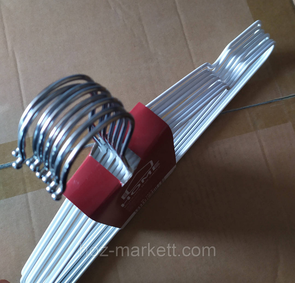 Вішалки плічка, тремпіль білий металевий у силіконовому покритті з хромованим гачком тонкий 8 од в уп Харків - фото 2