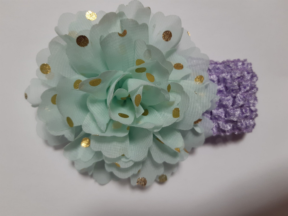 Дитяча пов'язка на голову чорний + бузковий - окружність голови близько 40-52см, діаметр квітки 9см Київ - фото 1